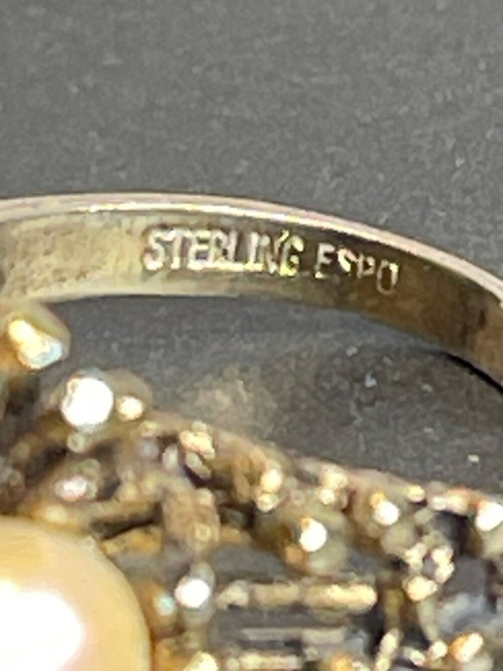 Sterling Pearl Nest Ring MCM Joseph Esposito ESPO Gold Vermeil Size 6.5 Vintage - Picture 2 of 14